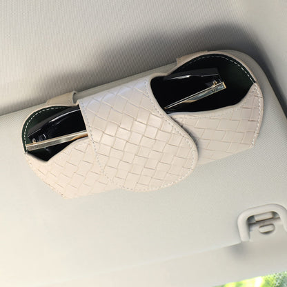 KINIVA Sunglasses Holder for Visor - Leather Glasses Case with Clips for All Car Models (Black)