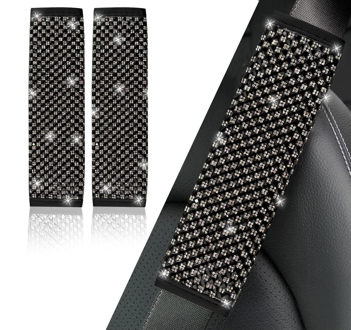 NBTEPEM 2 Pack Bling Car Seat Belt Covers, Diamond Seatbelt Shoulder Protection, Rhinestones Seat Belt Strap Cover Shoulder Pad, Universal Bling Car Interior Accessories Fit for Car/Truck/SUV(Pink)