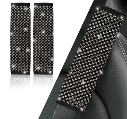 NBTEPEM 2 Pack Bling Car Seat Belt Covers, Diamond Seatbelt Shoulder Protection, Rhinestones Seat Belt Strap Cover Shoulder Pad, Universal Bling Car Interior Accessories Fit for Car/Truck/SUV(Pink)