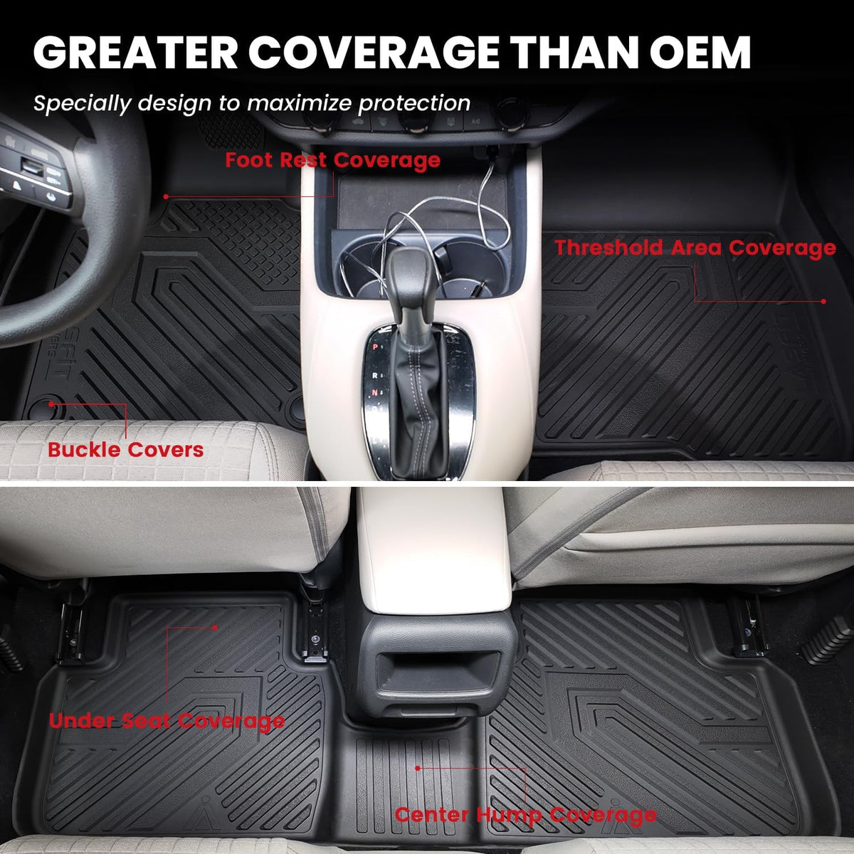 LASFIT All Weather Floor Mats for Honda Civic 2022-2026【Gasoline Sedan】