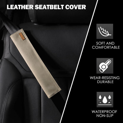 2 PCS Car Seatbelt Covers for Adults, Leather Seat Belt Cushion Shoulder Pad for Women, Car Accessories Protector for More Comfortable Driving (Apricot)