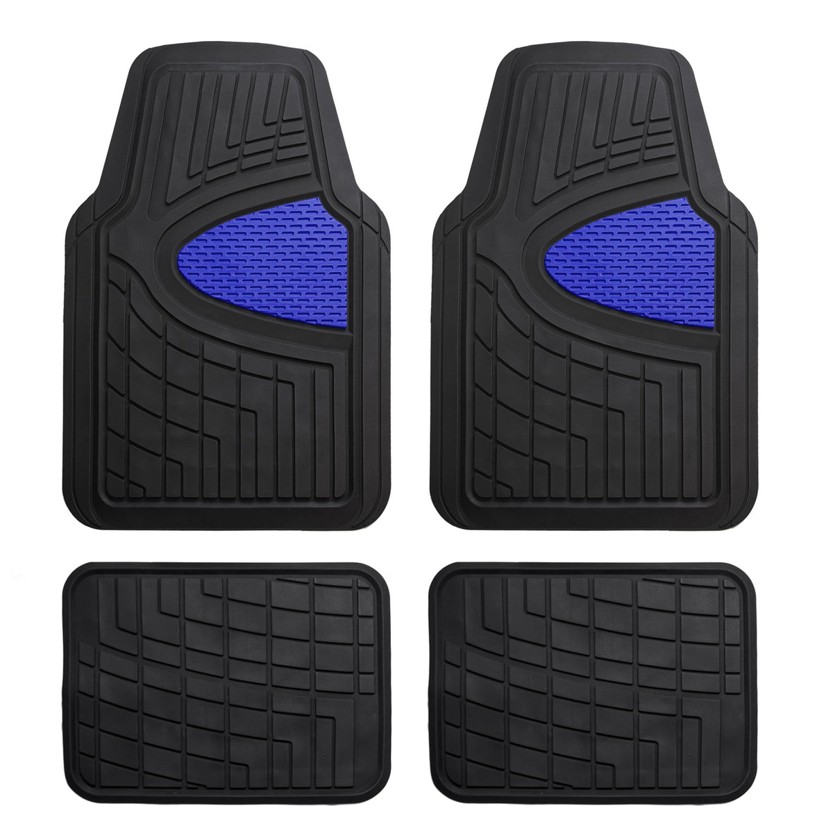 FH Group Premium Liners Tall Channel Trimmable All Weather Rubber Full Set Car Floor Mats (Beige) w. Trimmable All-Season Cargo Liner (Black) - Universal Fit for Cars Trucks and SUVs