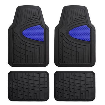 FH Group Premium Liners Tall Channel Trimmable All Weather Rubber Full Set Car Floor Mats (Beige) w. Trimmable All-Season Cargo Liner (Black) - Universal Fit for Cars Trucks and SUVs