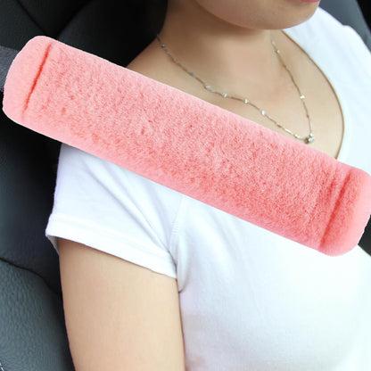 Amooca 2-Pack Real Wool Seatbelt Cover Authentic Sheepskin Shoulder Pad