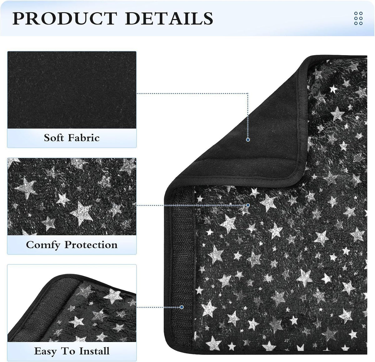 2 Pack Sparkly Silver Stars Seatbelt Covers Seat Belt Cover Pad for Adults Boys Girls Car Seat Strap Covers Pads Cushion Universal Shoulder Strap Pad Protector for Backpack Camera Bag 10x7.7Inch