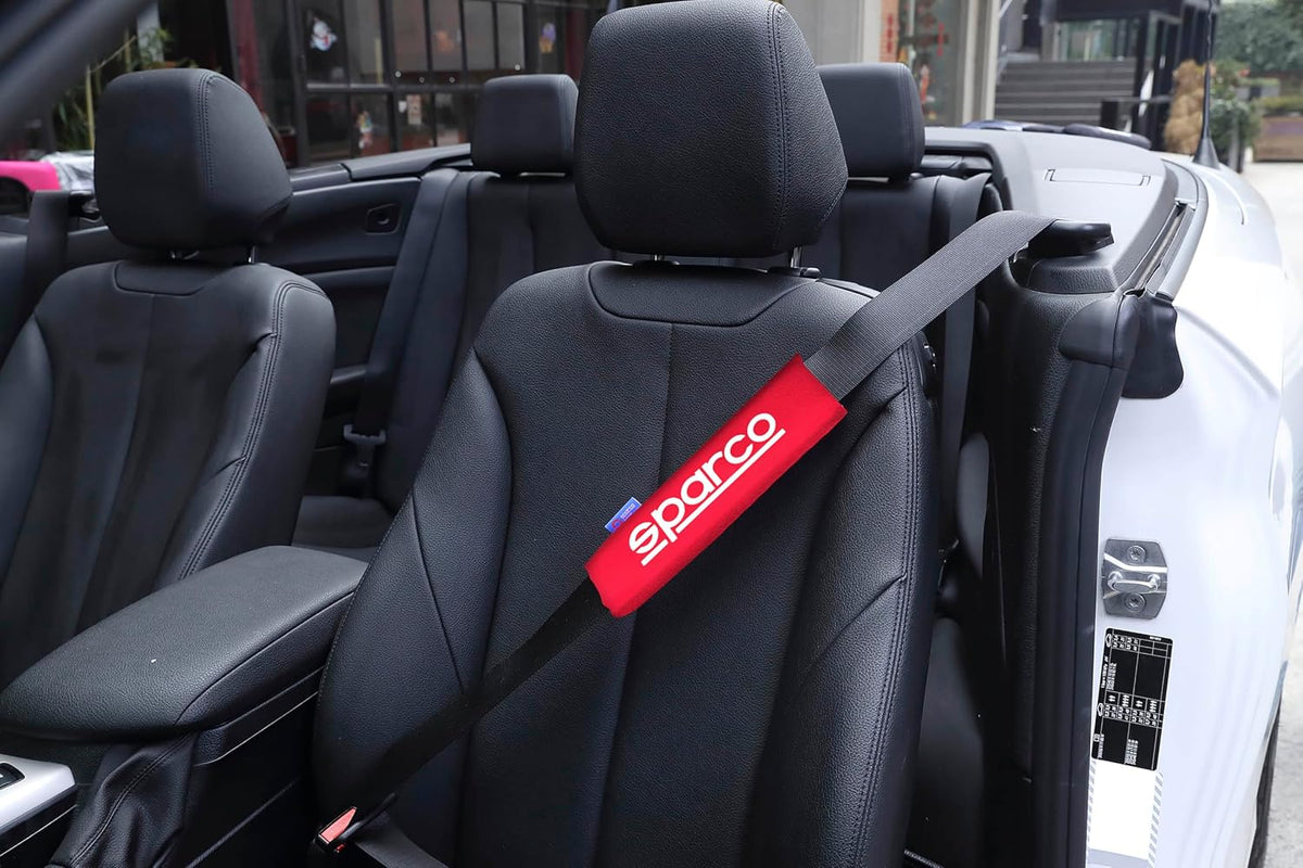 Sparco SPC1204RD Seat Belt Padding Protector Car Travel, 2 Units, Rosso, Red