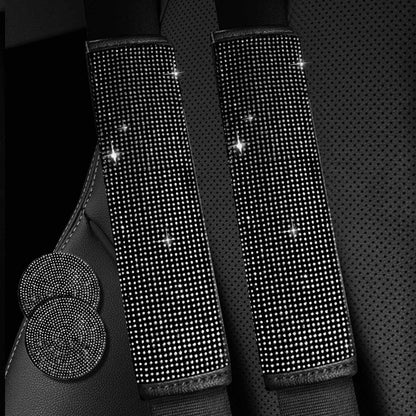 2PCS Bling Car Seatbelt Strap Covers for Women Girls - Crystal Rhinestone Velvet Shoulder Pad Protector - Diamond Shine Safety Shoulder Pad, Car Decor Interior Accessories