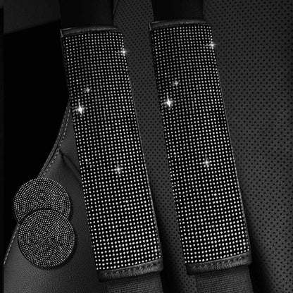2PCS Bling Car Seatbelt Strap Covers for Women Girls - Crystal Rhinestone Velvet Shoulder Pad Protector - Diamond Shine Safety Shoulder Pad, Car Decor Interior Accessories