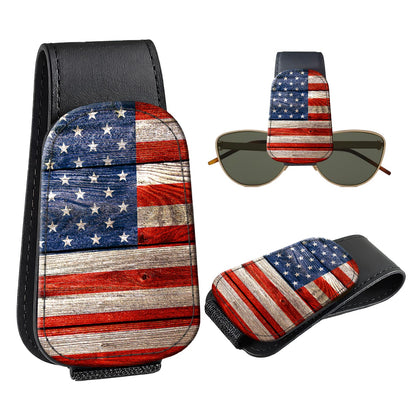 Leather Magnetic Sunglass Holder for Car Sun Visor, Cute Eyeglass Ticket Card Hanger Clip, Universal Auto Interior Accessories for SUV Pickup Truck, Dark Mushroom