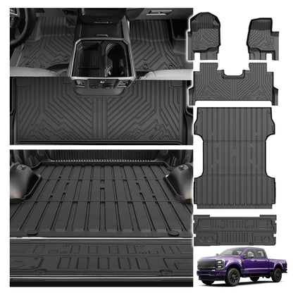 Powerty Floor Mats for 2019-2024 2025 Toyota RAV4 Accessories All Weather Floor Liner 3D TPO 1st & 2nd Row Floor Mat Heavy-Duty Floor Liners(FIT All Models)