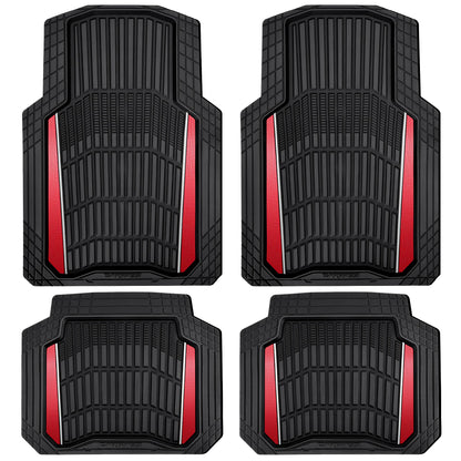 CAR PASS Heavy Duty Rubber Car Floor Mats, Deep Waterproof Car Floor Mats All Weather, Aluminum Film Floor Mats for Cars Non-Slip Universal Trim to Fit for SUVs Trucks Sedans Vans, Black Grey Metallic