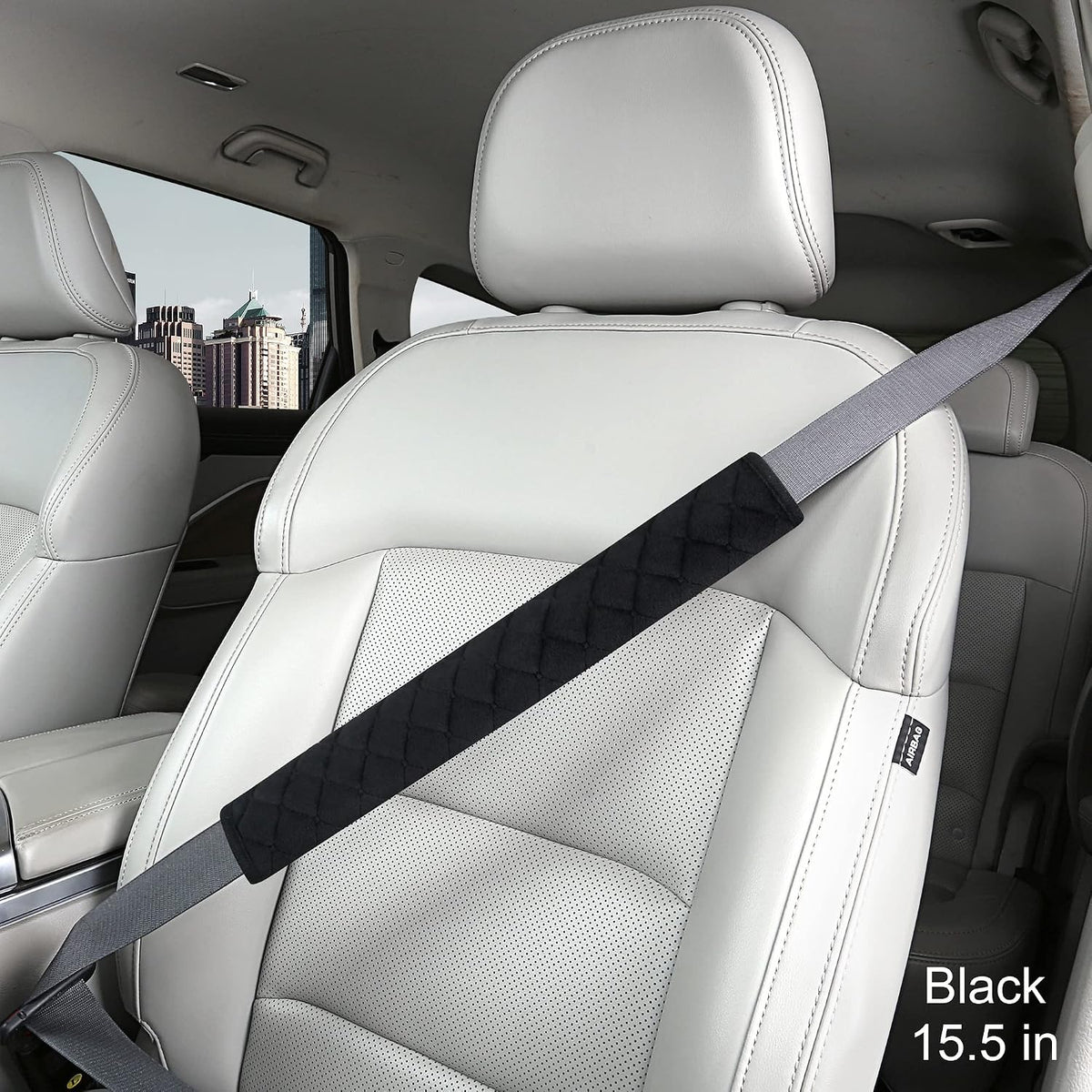HighnessHwoo Extra Long Seatbelt Covers for Adults Kids Women & Men, Soft Car Seat Belt Strap Cushion for Sedan, SUV, Trucks, Shoulder Neck Chest Protector Pads, Auto Accessories, 1pc, Black, 15.5in