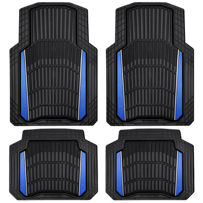 CAR PASS Heavy Duty Rubber Car Floor Mats, Deep Waterproof Car Floor Mats All Weather, Aluminum Film Floor Mats for Cars Non-Slip Universal Trim to Fit for SUVs Trucks Sedans Vans, Black Grey Metallic