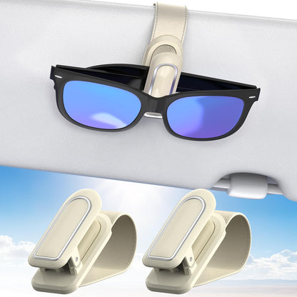 Veharvim Sunglass Holder for Car, 2 Pack, Metal Clip, One-Handed Operation