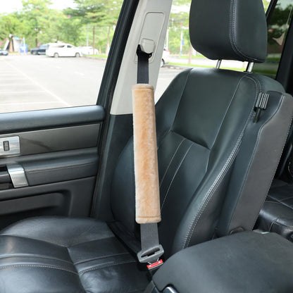 Amooca 2-Pack Real Wool Seatbelt Cover Authentic Sheepskin Shoulder Pad