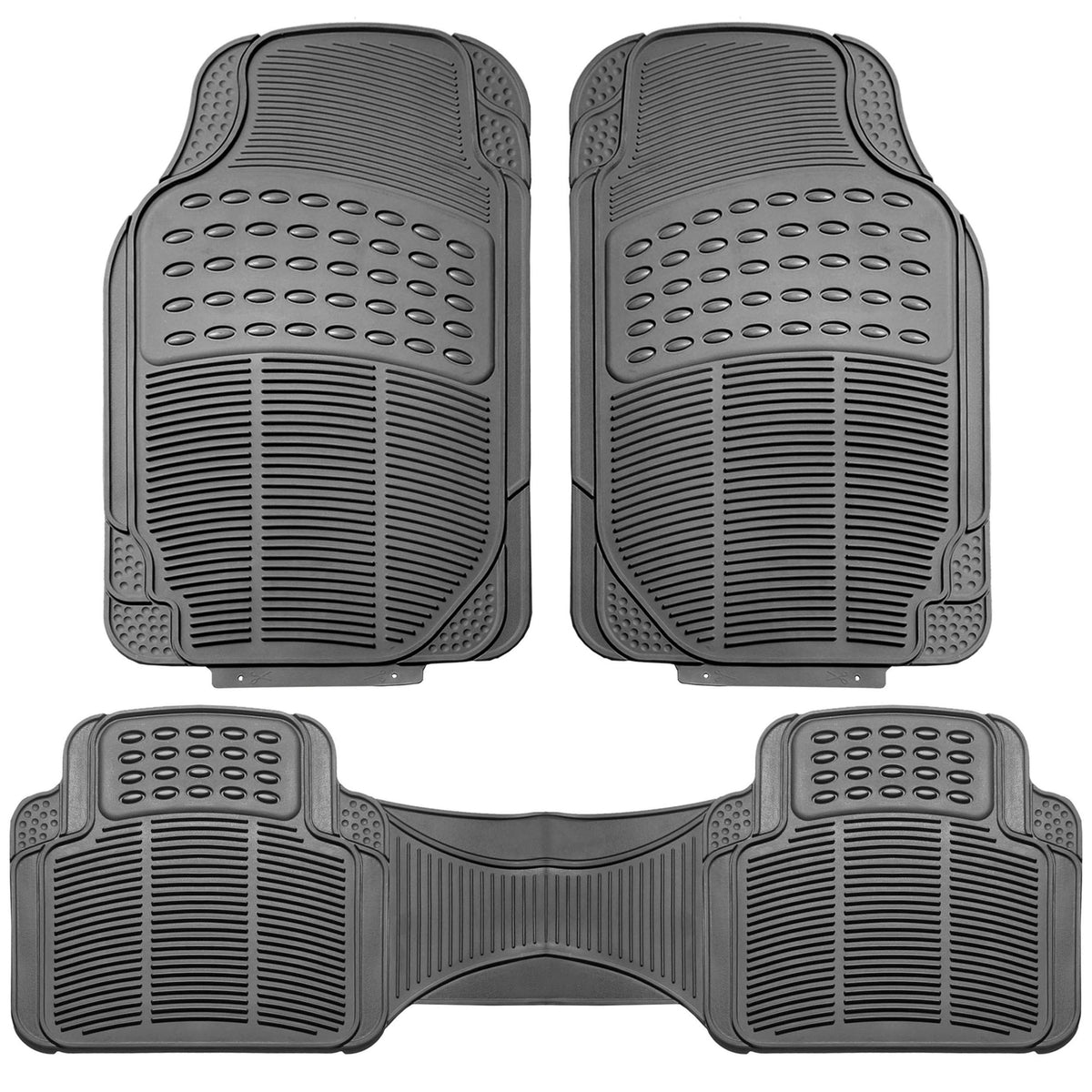 FH Group Automotive Floor Mats - Heavy-Duty Rubber, Universal Fit Full Set, ClimaProof, Trimmable For Most Cars, Sedan, SUV, Truck, Black