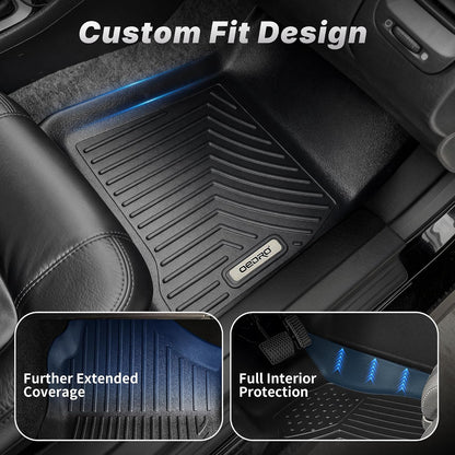 OEDRO Floor Mats Fit for 2019-2026 Chevrolet Silverado GMC Sierra 1500 & 2020-2026 2500HD 3500HD Crew Cab Bench Seat, All-Weather Protection Floor Liners, TPE Material Car Mats, Black
