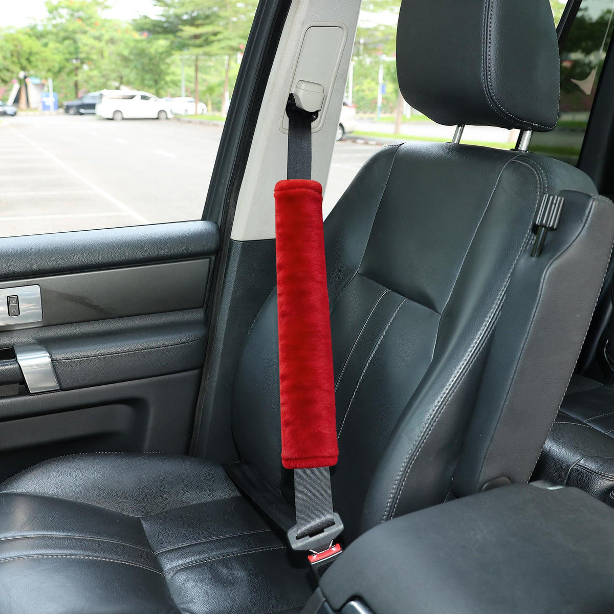 Amooca 2-Pack Real Wool Seatbelt Cover Authentic Sheepskin Shoulder Pad