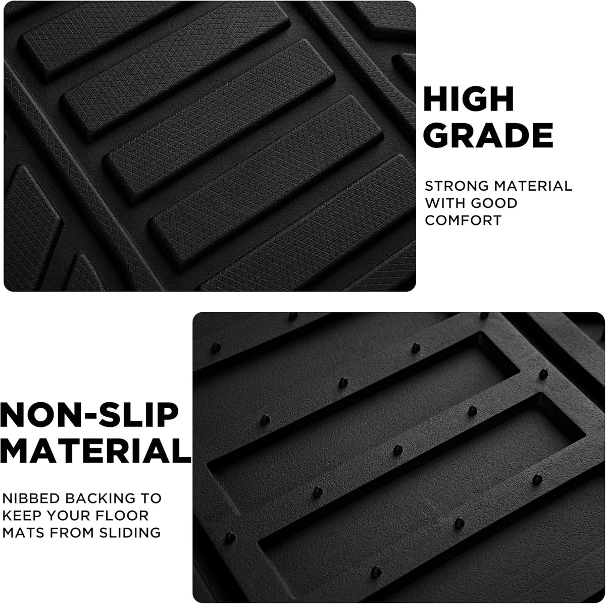 PIC AUTO Heavy Duty Rubber Floor Mats, Purple Aluminum Film Car Mats Set, Front and Rear Car Mats with Anti-Slip Backing, All Weather Protection, Trim-to-Fit for Automotive SUV, Sedan, Van