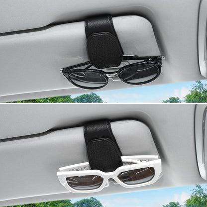 Sport Car Sunglasses Holder for Sun Visor, 1 Pack – PU Leather Eyeglasses Clip, Universal Glasses Holder for Car Interior, Sport Style Design, Black