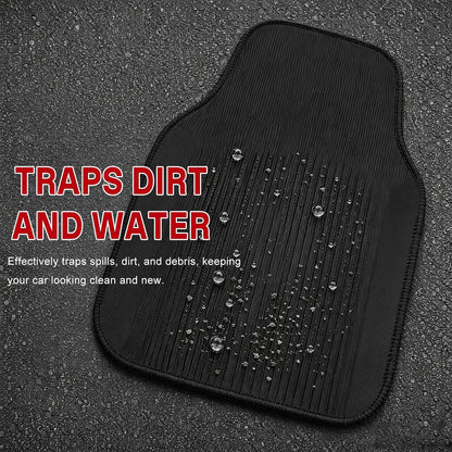 4 PCS Car Floor Mats, Waterproof Auto Rug Floor Pads Stylish Interior Accessories, Anti-Slip Front & Rear Carpet Mats Universal Protective Pads for Cars Trucks SUVs (Black)