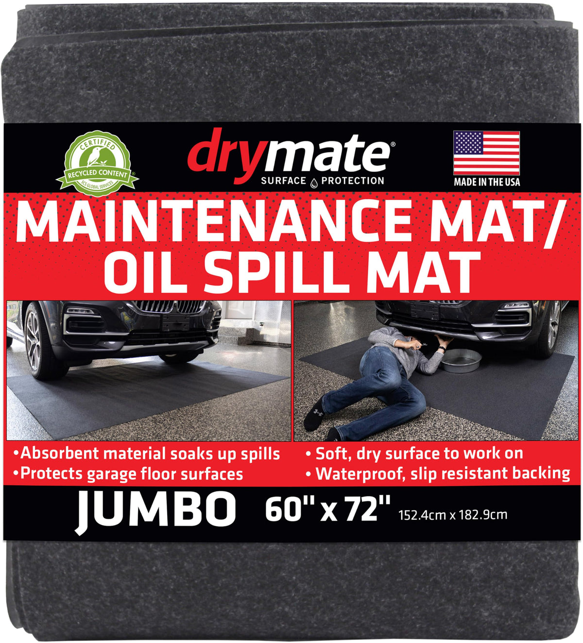 Drymate XL Oil Spill Mat, Premium Absorbent Oil Pads, USA Made, 36"x59"