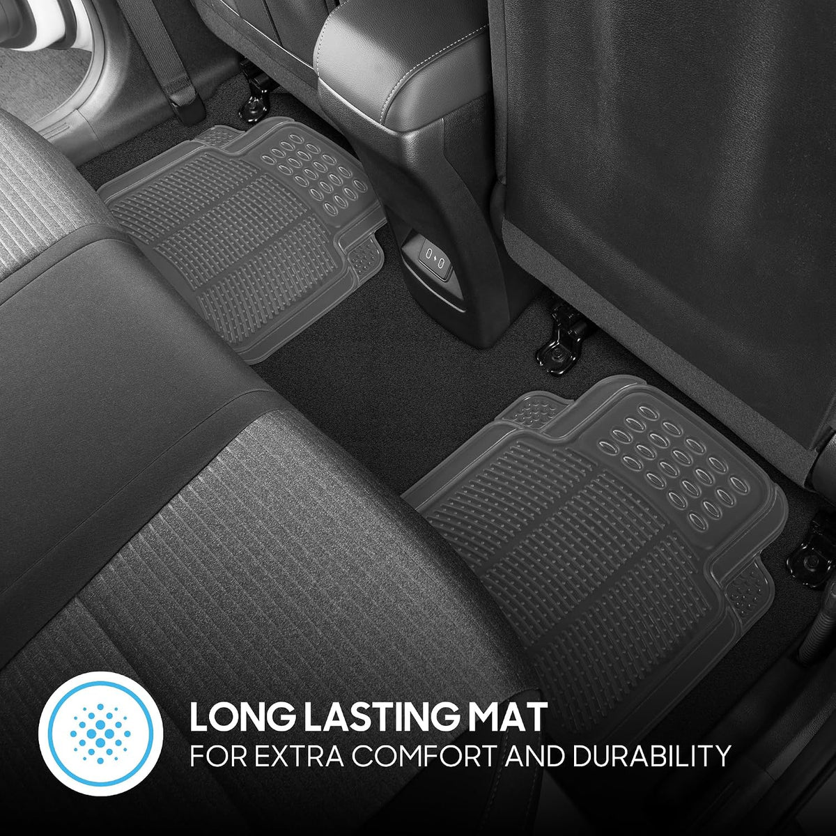 BDK 4-Piece Rubber Transparent Clear Floor Mats Heavy Duty for Front & Rear Car Truck Van SUV, All Weather Protection, Universal Fit
